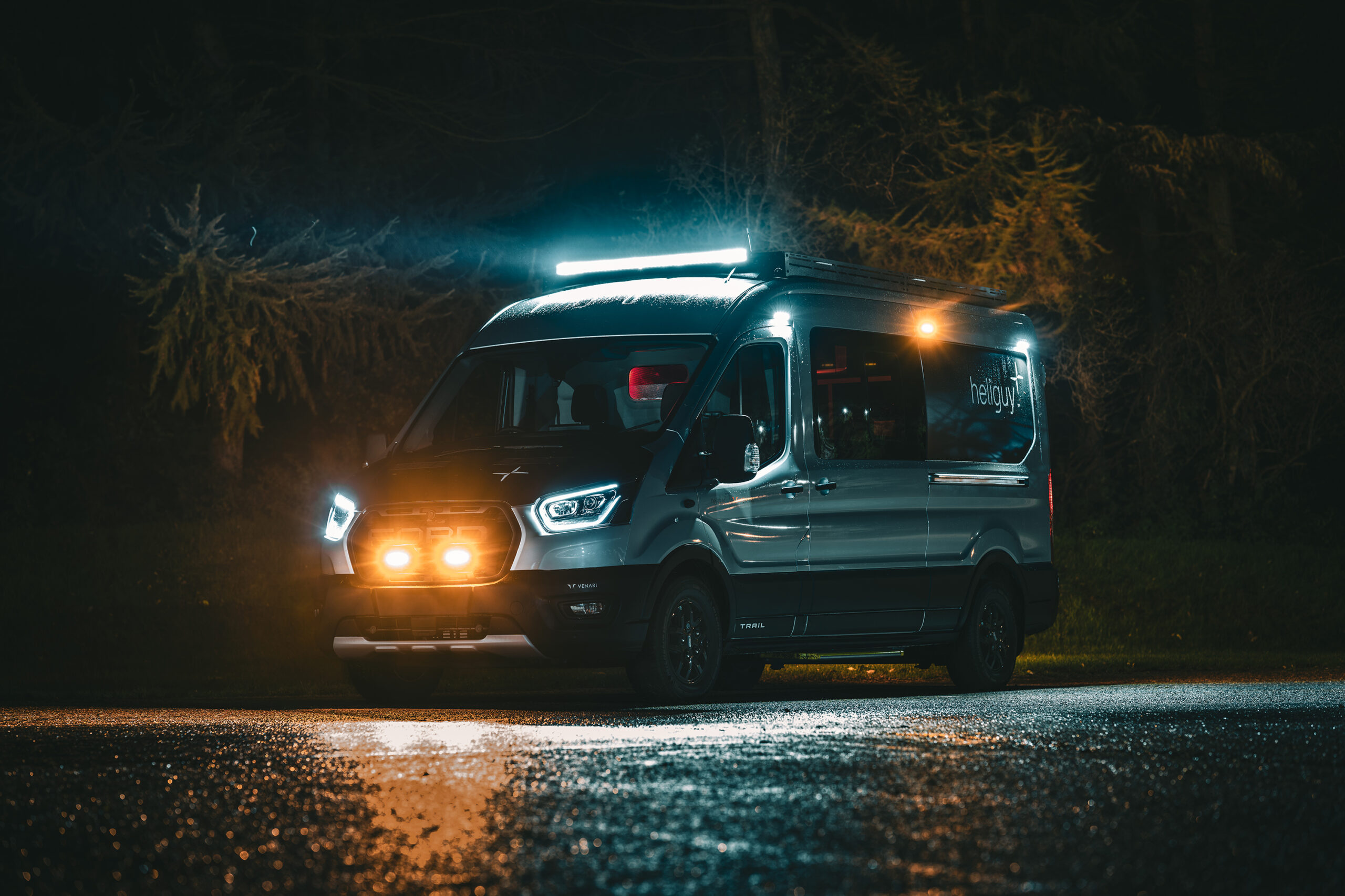 Exterior of the drone vehicle at night