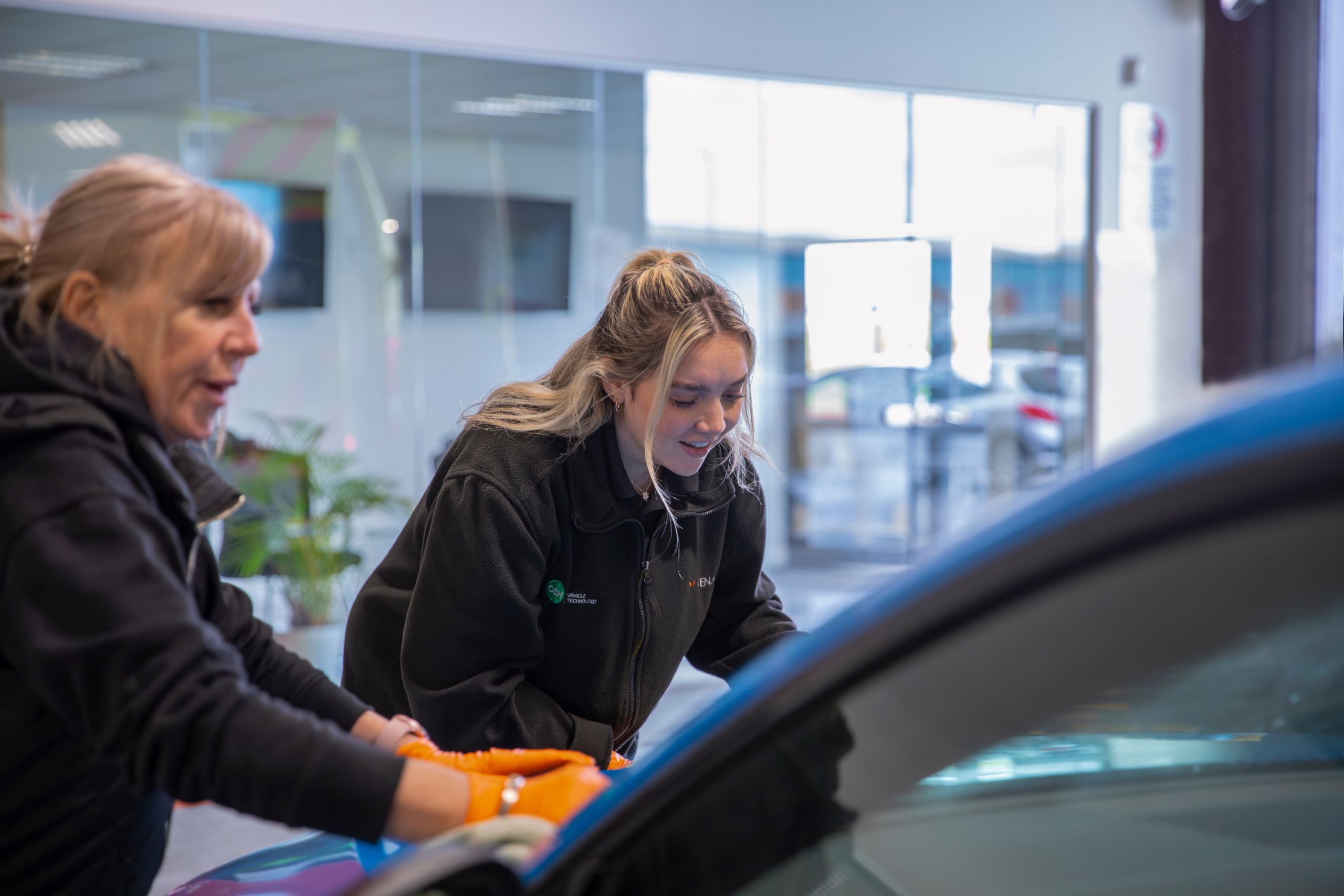 The O&H team valeting a staff members vehicle for our fundraising campaign for Yorkshire Air Ambulance. 